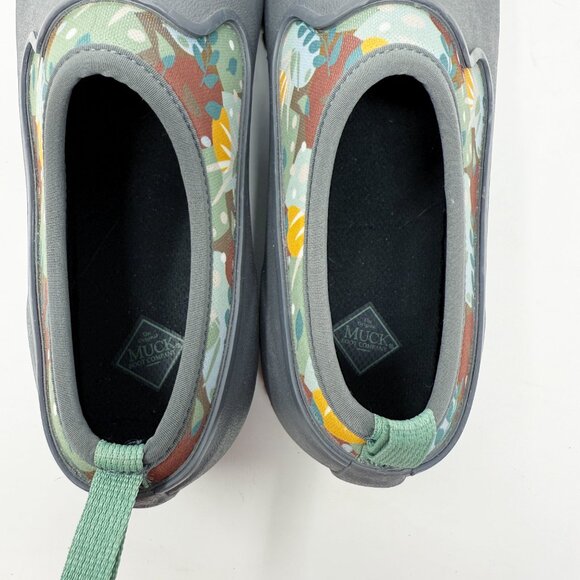 Muck Boots Gray Muckster II Low Slip On Boots Size 10 Waterproof Floral Accent - Picture 9 of 10